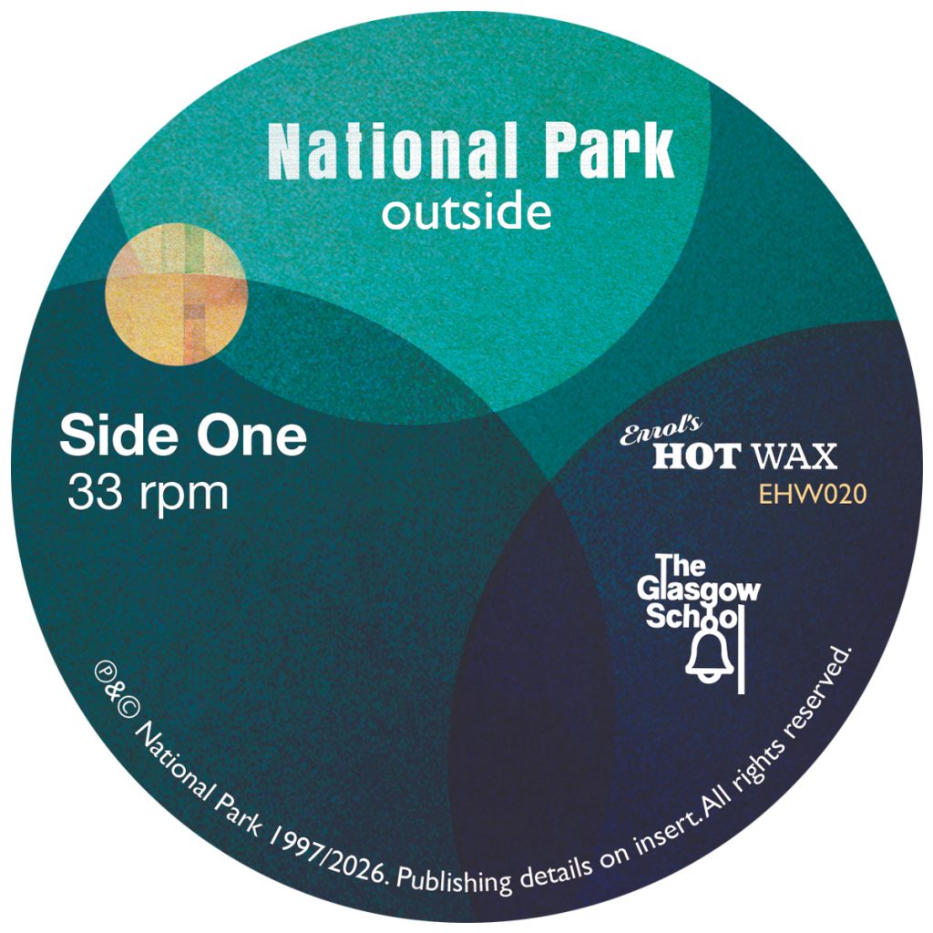 centre label for national park album, outside.
